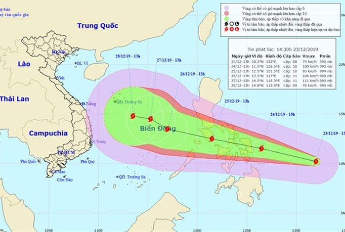 Bão Phanfone giật cấp 11 sắp vào Biển Đông - Ảnh 1.