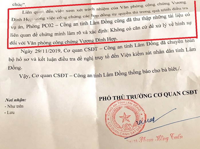 Lâm Đồng: Không xử lý hình sự văn phòng công chứng chứng thực hàng chục giấy tờ giả  - Ảnh 1.