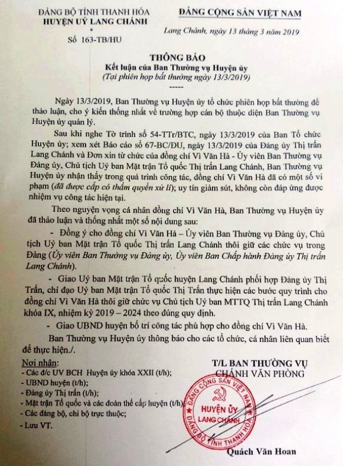 Họp bất thường, cho thôi chức Chủ tịch MTTQ đánh phó bí thư, sỉ nhục dân - Ảnh 1.