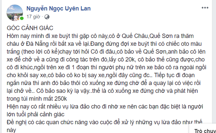 Hàng loạt người sập bẫy cho đi nhờ xe ở Quảng Nam, Đà Nẵng - Ảnh 1.