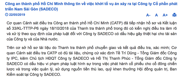 Công an TP HCM chính thức lên tiếng vụ bắt ông Tề Trí Dũng và bà Hồ Thị Thanh Phúc - Ảnh 2.
