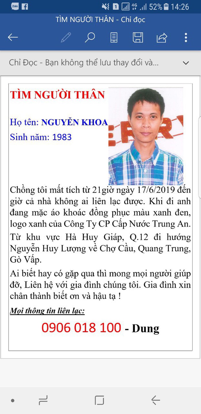 Vợ đăng thông tin lên mạng tìm chồng sau 2 ngày đi nhậu chưa về - Ảnh 1.