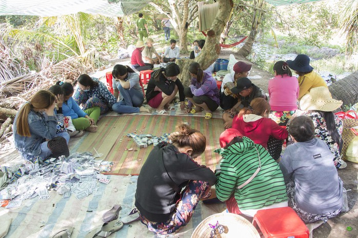 Bắt hàng loạt quý bà đang đánh bài 6 lá trong vườn trái cây - Ảnh 1.