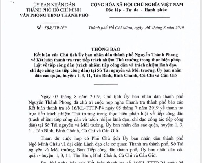 TP HCM: Kiểm điểm nhiều quận, huyện vì thiết sót trong tiếp công dân - Ảnh 1.