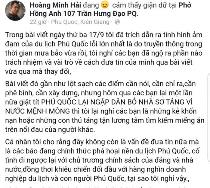 Đưa tin ngập ở Phú Quốc, CTV Báo Thanh Niên bị chủ quán phở dọa chém - Ảnh 3.