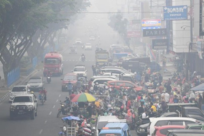 Indonesia mịt mù khói bụi, máy bay cất cánh dù tầm nhìn hạn chế - Ảnh 2.