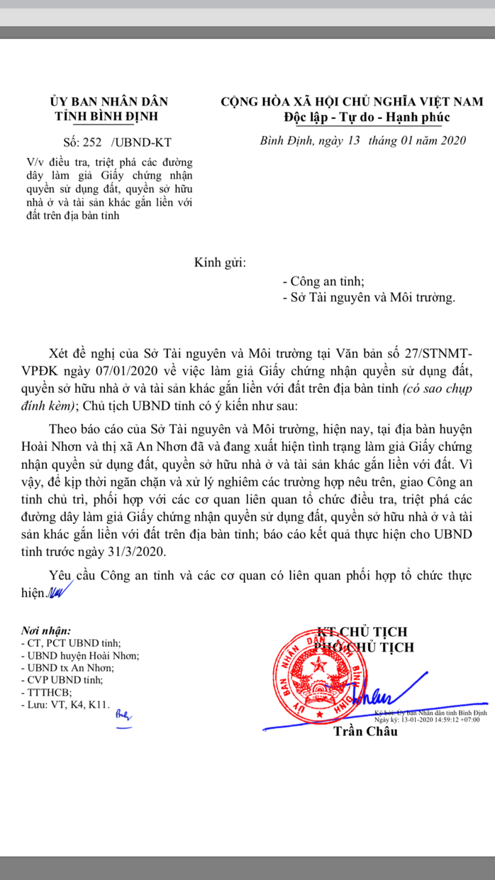 Chủ tịch tỉnh Bình Định yêu cầu điều tra các đường dây làm giả sổ đỏ - Ảnh 1.