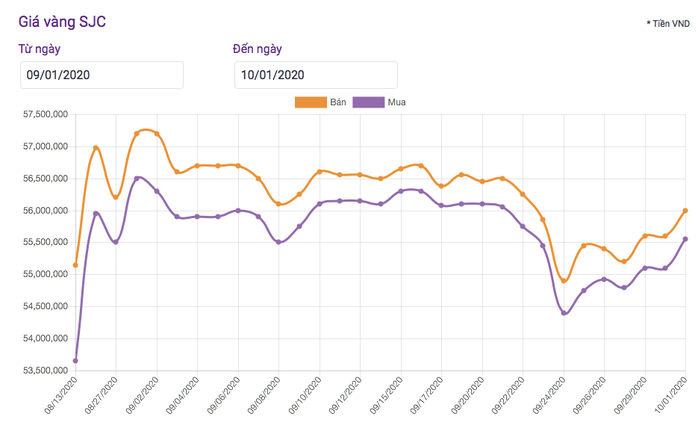 Giá vàng chiều nay 1-10: Tăng mạnh cuối ngày, vàng SJC vượt 56 triệu đồng/lượng - Ảnh 2.