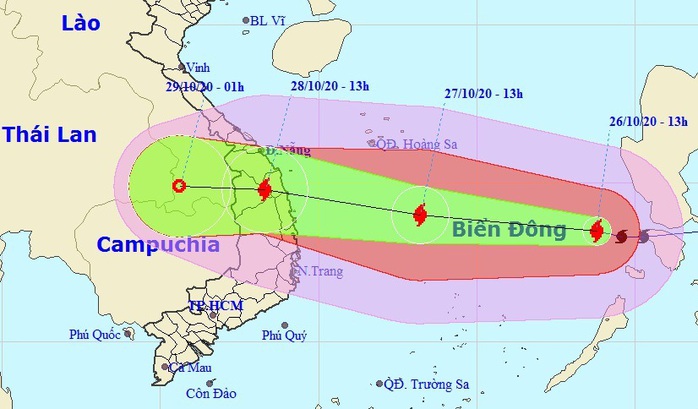 Bão số 9 giật cấp 15, lao nhanh 20-25 km/giờ vào Nam Trung Bộ - Ảnh 1.