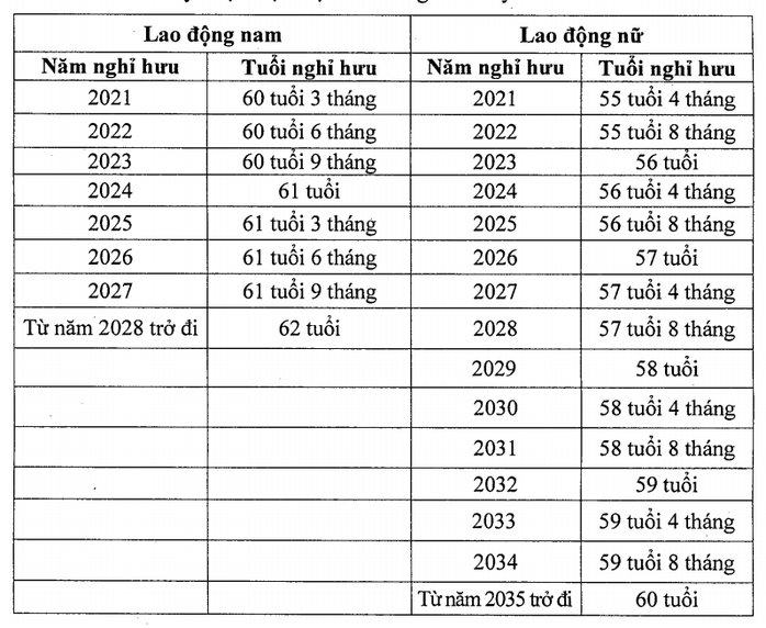 Chi tiết lộ trình tăng tuổi nghỉ hưu với người lao động từ 2021 - Ảnh 1.