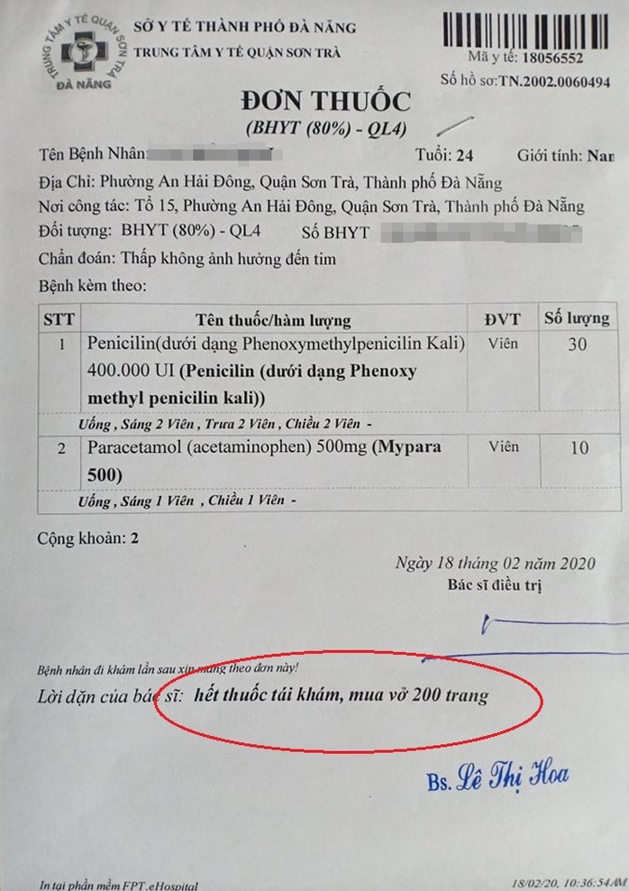 Đi khám đau lưng, bệnh nhân được bác sĩ dặn mua vở 200 trang - Ảnh 1.