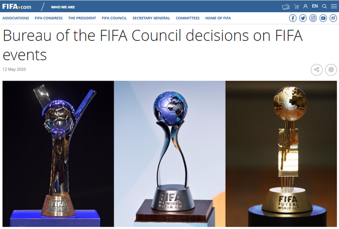 FIFA hoãn 3 giải World Cup đến năm 2021 - Ảnh 1.