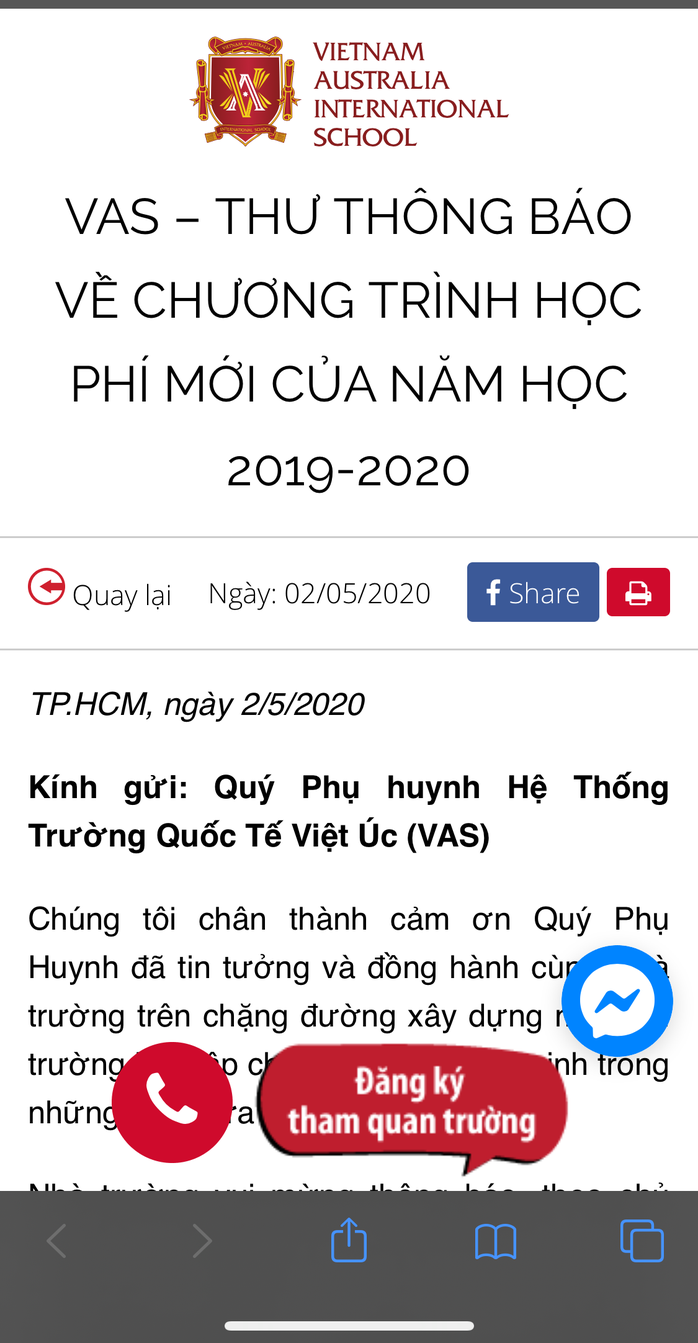 Trường Quốc tế Việt Úc giảm 70% học phí cho thời gian nghỉ học và học trực tuyến - Ảnh 1.