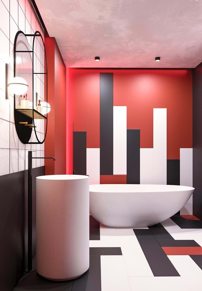 Thiết kế nội thất hiện đại với tông màu đỏ và xám theo phong cách Nhật Bản - Ảnh 14.
