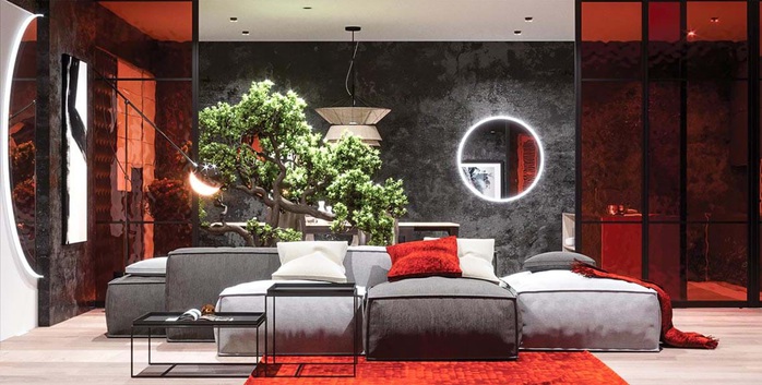 Thiết kế nội thất hiện đại với tông màu đỏ và xám theo phong cách Nhật Bản - Ảnh 15.
