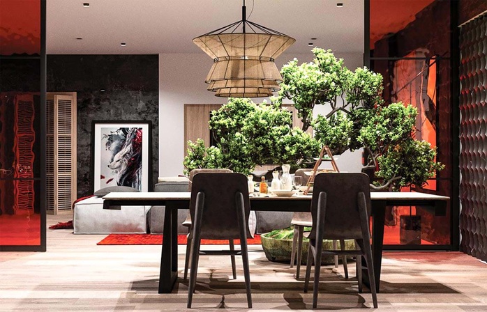 Thiết kế nội thất hiện đại với tông màu đỏ và xám theo phong cách Nhật Bản - Ảnh 20.