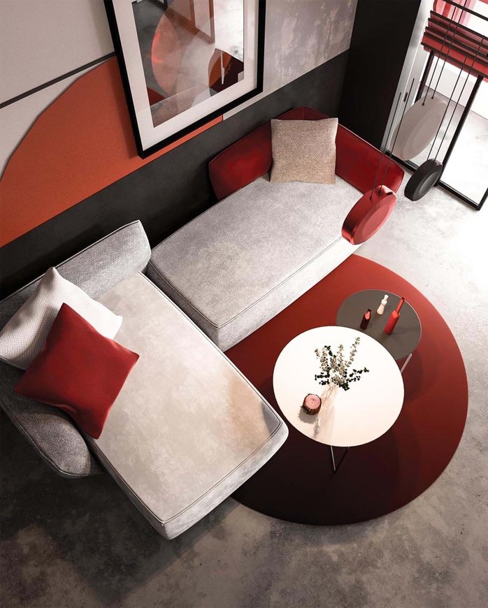Thiết kế nội thất hiện đại với tông màu đỏ và xám theo phong cách Nhật Bản - Ảnh 3.