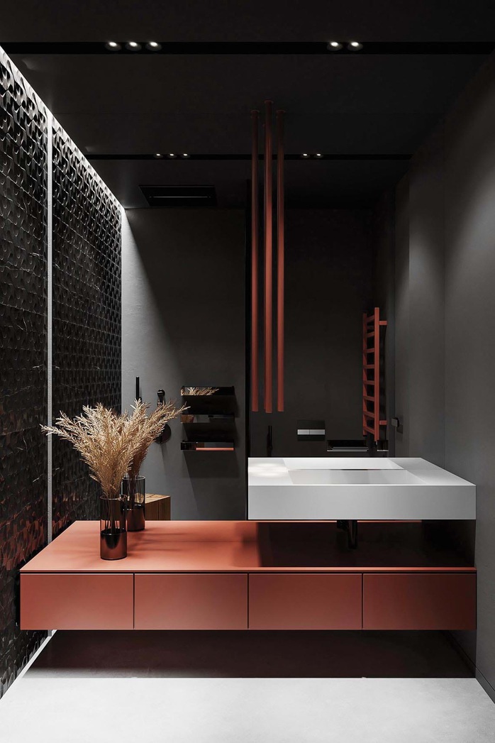 Thiết kế nội thất hiện đại với tông màu đỏ và xám theo phong cách Nhật Bản - Ảnh 36.