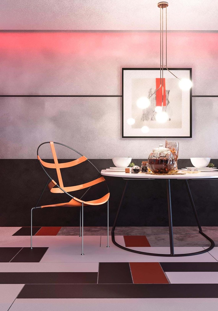 Thiết kế nội thất hiện đại với tông màu đỏ và xám theo phong cách Nhật Bản - Ảnh 6.