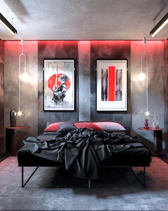 Thiết kế nội thất hiện đại với tông màu đỏ và xám theo phong cách Nhật Bản - Ảnh 9.
