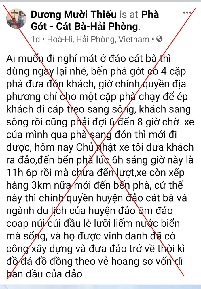 Xử phạt 1 facebooker tung tin phà Gót không đưa khách, ép khách đi cáp treo - Ảnh 1.