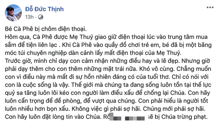 Con trai vợ chồng Thanh Thuý - Đức Thịnh bị dàn cảnh cướp điện thoại - Ảnh 2.