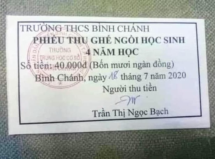 Trường thu tiền ghế ngồi học sinh: Đã trả lại tiền cho từng phụ huynh - Ảnh 1.