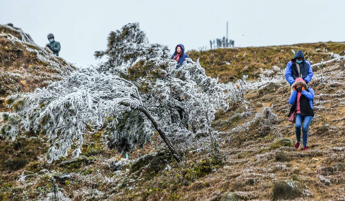 Hàng ngàn du khách bất chấp rét buốt lên đỉnh Mẫu Sơn ngắm băng tuyết - Ảnh 12.