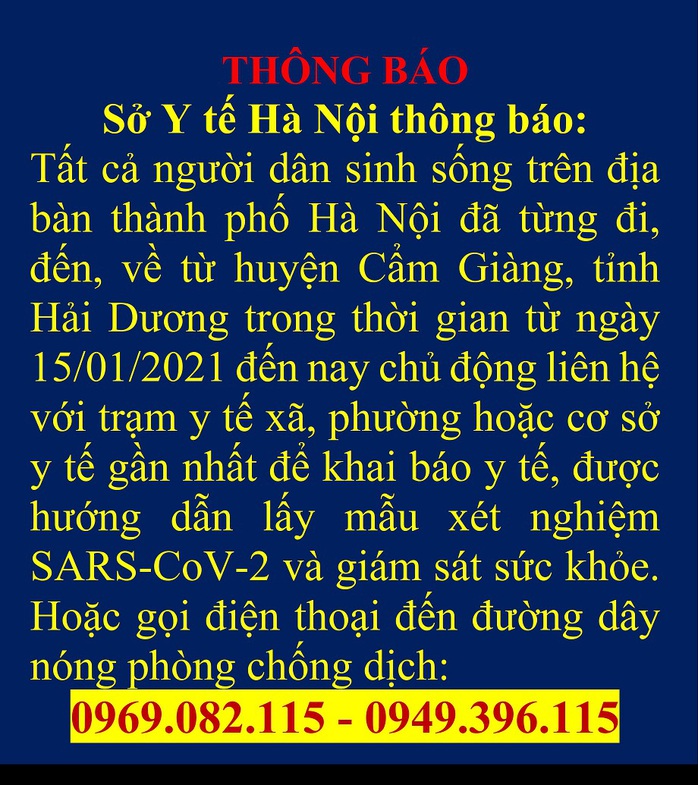 Xét nghiệm SARS-CoV-2 với người đã đi, đến, về từ ổ dịch Cẩm Giàng - Ảnh 1.