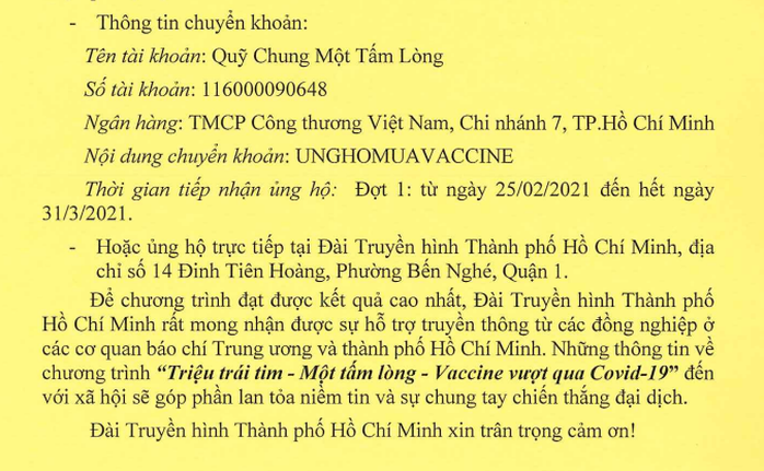 HTV phát động chương trình Triệu trái tim - Một tấm lòng - Vaccine vượt qua Covid-19 - Ảnh 1.