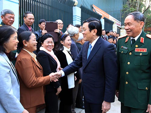 Chủ tịch nước Trương Tấn Sang làm việc với Hội Nạn nhân chất độc da cam/dioxin Việt Nam Ảnh: TTXVN