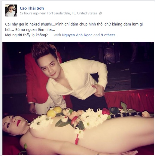 Cao Thái Sơn khoe ảnh ăn sushi trên mẫu nude: Phát \