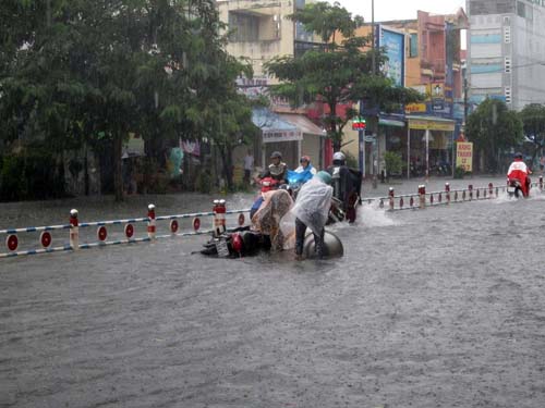 Nhiều phương tiện té ngã.