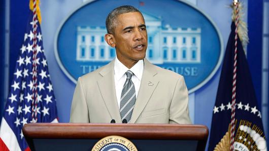 President Barack Obama speaking at the White House Aug. 28, 2014.