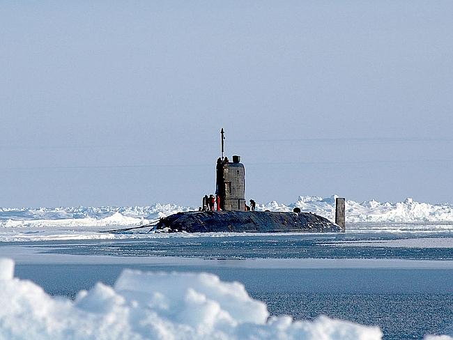HMS Tireless on patrol in icy waters. The British nucler-powered attack submarine has bee