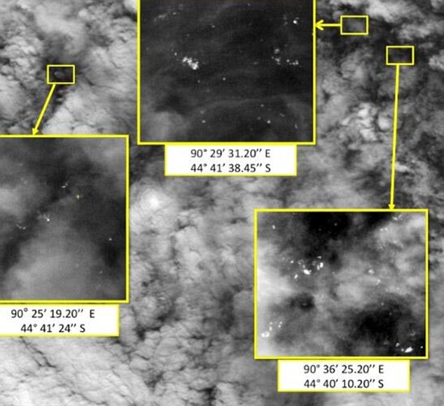 Debris field: The satellite has found objects in a 155 square-mile area