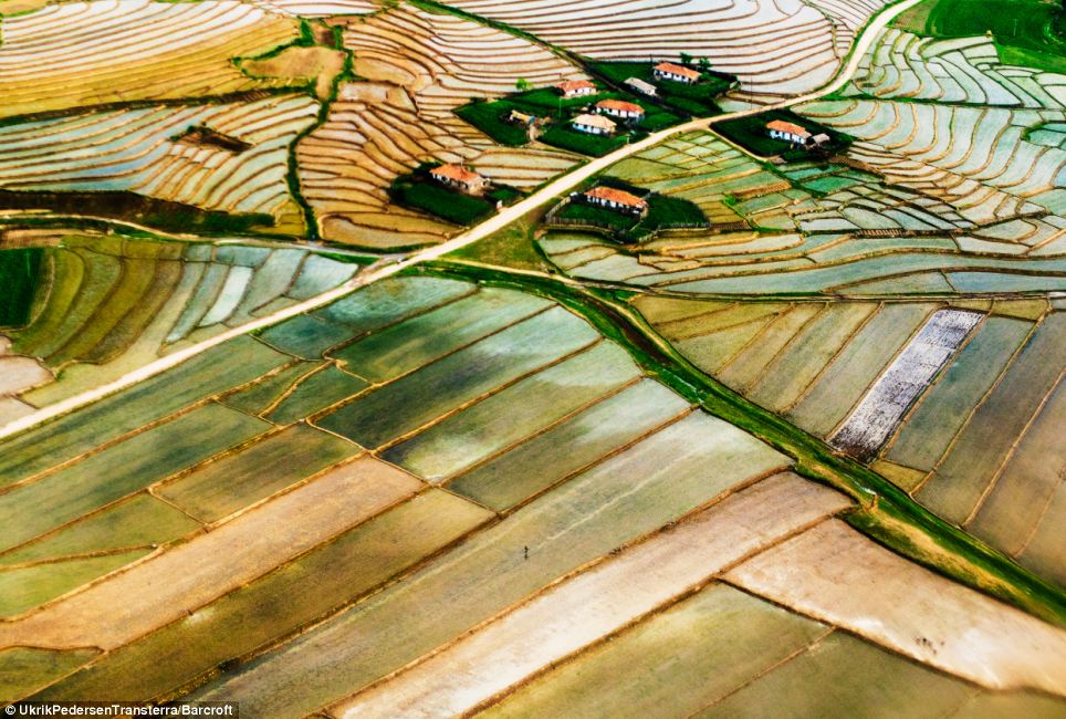 Among the snaps were idyllic-looking shots of farmland and countryside taken as Pedersen passed above it in a plane while on his travels