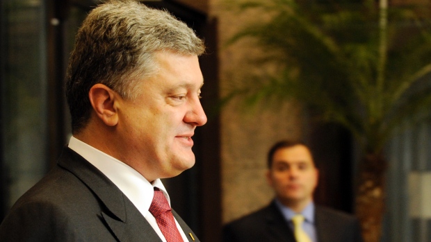 Ukraines President Petro Poroshenko met with EU leaders Saturday to ask for harsher sanctions against Russia and a tougher response to the alleged Russian troops operating in the east of Ukraine. 