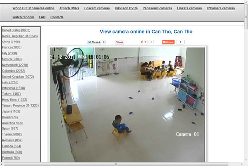 Hình ảnh từ camera IP của một trường mẫu giáo tại Cần Thơ bị chia sẻ trên mạng ngày 12-11 Ảnh: CHÁNH TRUNG