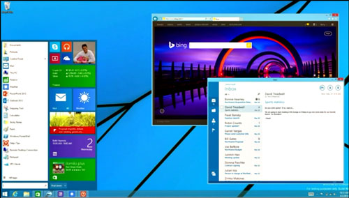 Giao diện Windows với nút Mini-start mới  Nguồn: Dailytech - Redmondpie