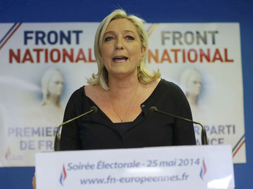 Đảng Mặt trận Dân tộc Pháp của bà Marine Le Pen thắng lớn trong cuộc bầu cử Nghị viện châu Âu. Ảnh: Reuters