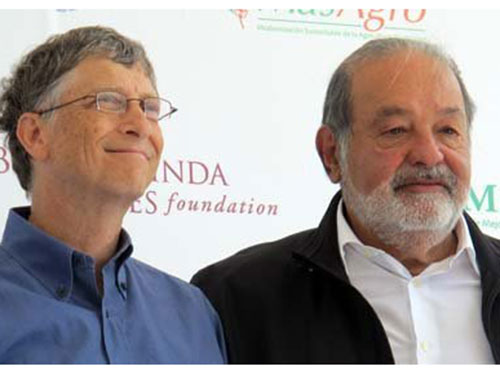 Hai tỉ phú hàng đầu thế giới Bill Gates và Carlos Slim (phải) Ảnh: MCCLATCHYDC.COM