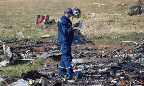 Hiện trường vụ rơi máy bay MH17  Ảnh: REUTERS