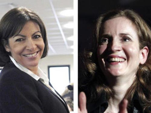 Bà Anne Hidalgo (trái) và bà Nathalie Kosciusko-Morizet Ảnh: AP