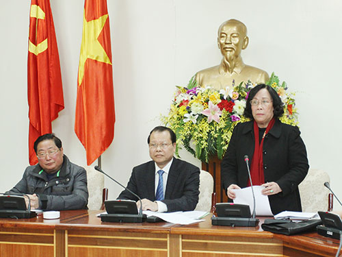 Bộ trưởng Bộ Lao động - Thương binh và Xã hội Phạm Thị Hải Chuyền phát biểu tại phiên họp Ảnh: TTXVN