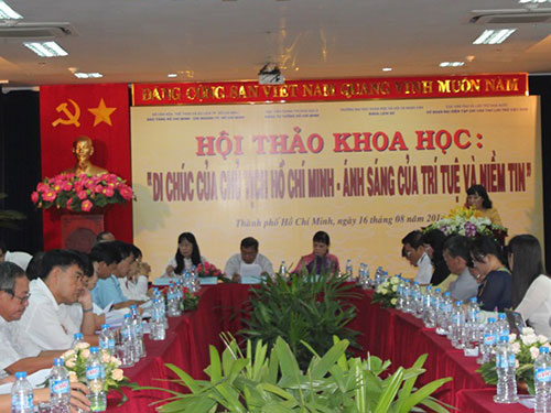 Hội thảo khoa học “Di chúc của Chủ tịch Hồ Chí Minh: Ánh sáng của trí tuệ và niềm tin” do Bảo tàng Hồ Chí Minh, Chi nhánh 
TP HCM tổ chức mới đây Ảnh: phan anh