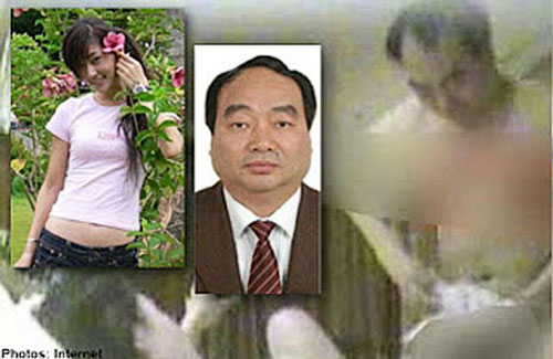 Từ trái sang: Triệu Hồng Hà, Lôi Chính Phú và họ Lôi trong clip sex Ảnh: INTERNET