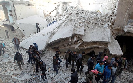 Khu vực Ansari của thành phố Aleppo đã phải hứng chịu 17 cuộc không kích suốt 4 giờ đồng hồ.