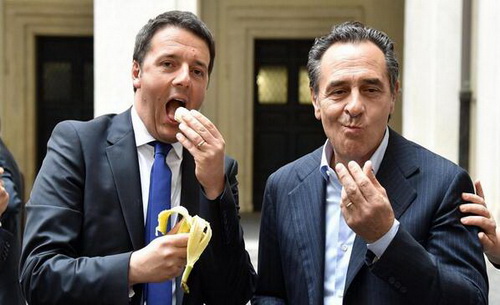Thủ tướng Ý Renzi và HLV đội tuyển Pradellli