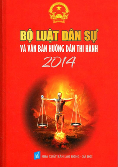 Bìa cuốn sách Bộ luật dân sự và văn bản hướng dẫn thi hành 2014 in hình ảnh phản cảm